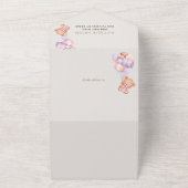 Invitation Tout En Un Ours, Ours mignon, Ballons pourpres, Baby shower (Dehors)