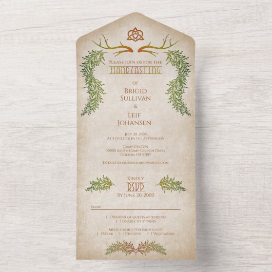 Invitation Tout En Un Pagan Handfasting Mariage (À l'intérieur)