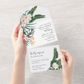 Invitation Tout En Un Palm Feuille Hibiscus Tropical Elégant Mariage (Déchirure)