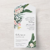Invitation Tout En Un Palm Feuille Hibiscus Tropical Elégant Mariage (À l'intérieur)