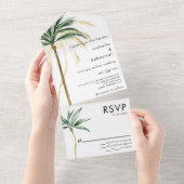 Invitation Tout En Un Palm Tree Destination Mariage moderne (Déchirure)