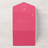 Invitation Tout En Un Palm Tree Rose Bleu Plage Mariage QR Code RSVP (Dehors)