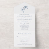 Invitation Tout En Un Palm Tropical Beach Mariage Dusty Blue (À l'intérieur)
