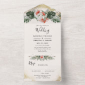 Invitation Tout En Un Palme tropicale | Mariage de Monstera Beach (À l'intérieur)