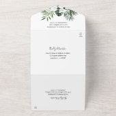 Invitation Tout En Un Palme tropicale & Mariage floral blanc - Vert ment (Dehors)