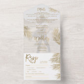 Invitation Tout En Un Palmier d'or moderne chic mariage tropical photo (À l'intérieur)