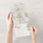 Invitation Tout En Un Palmier d'or moderne chic mariage tropical photo (Déchirure)