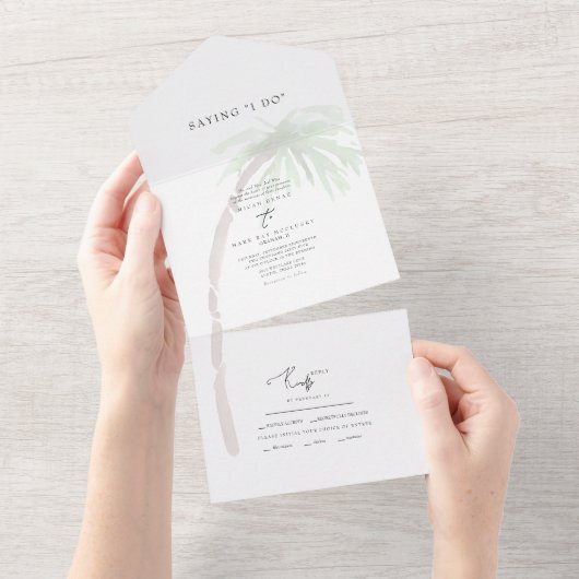 Invitation Tout En Un Palmier Tropical Dit Que Je Fais Mariage (Déchirure)