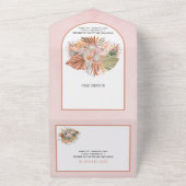 Invitation Tout En Un Palmiers séchés et pampas herbe douce rose mariage (Dehors)