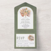 Invitation Tout En Un Palmiers séchés et pampas herbe mariage vert tout (À l'intérieur)