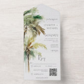 Invitation Tout En Un Palmiers tropicaux Code QR moderne (À l'intérieur)
