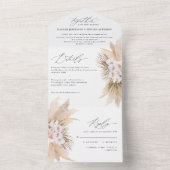 Invitation Tout En Un Pampas bohème moderne mariage botanique (À l'intérieur)