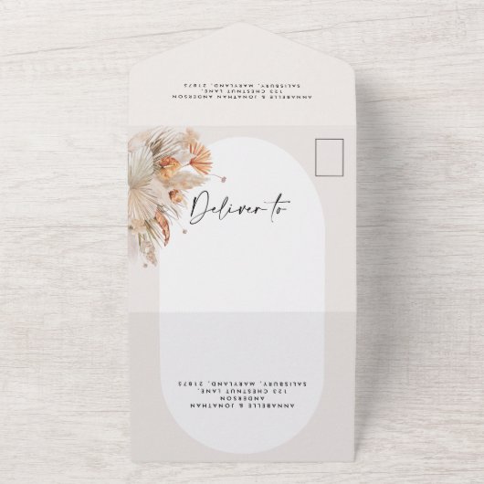 Invitation Tout En Un Pampas botanique mariage d'herbe tout en un (Dehors)