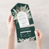 Invitation Tout En Un Pampas Eucalyptus Arch Emerald Green Wedding (Déchirure)