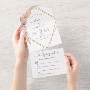 Invitation Tout En Un Pampas Grass Bohème Bohème Bohème Mariage Tropical