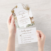 Invitation Tout En Un Pampas Grass Bohemian Boho Wedding RSVP (Déchirure)