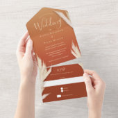 Invitation Tout En Un Pampas Grass brûlé Mariage orange (Déchirure)