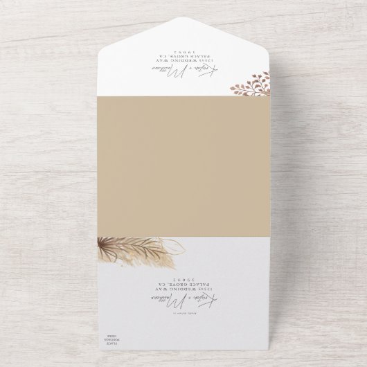 Invitation Tout En Un Pampas Grass Palm Aquarelle Mariage repas (Dehors)