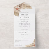Invitation Tout En Un Pampas Grass Palm Aquarelle Mariage repas (À l'intérieur)