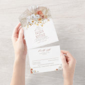 Invitation Tout En Un Pampas Grass Terracotta Floral Boho Mariage (Déchirure)