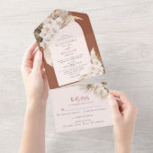 Invitation Tout En Un Pampas Grass Terracotta Tropical Orchidées Mariage (Déchirure)