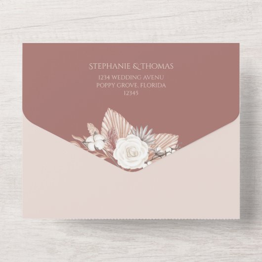Invitation Tout En Un Pampas Grass tout en un mariage Inviter RSVP (Verso)