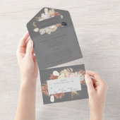 Invitation Tout En Un Pampas Gray Premium Wreath moderne Mariage (Déchirure)