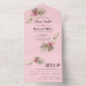 Invitation Tout En Un Pampas herbe palm feuille rose rousse rose mariage (À l'intérieur)