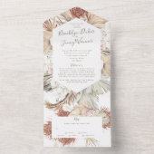 Invitation Tout En Un Pampas moderne Boho Floral Tropical Desert Mariage (À l'intérieur)