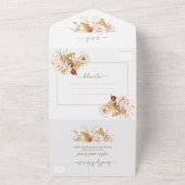 Invitation Tout En Un Pampas Palm Feuilles Fleurs roses Mariage (Dehors)
