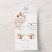 Invitation Tout En Un Pampas Palm Feuilles Fleurs roses Mariage (À l'intérieur)