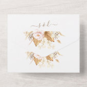 Invitation Tout En Un Pampas Palm Feuilles Fleurs roses Mariage (Verso)
