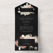 Invitation Tout En Un Pampas QR CODE Mariage de couronnes Black Premium (À l'intérieur)