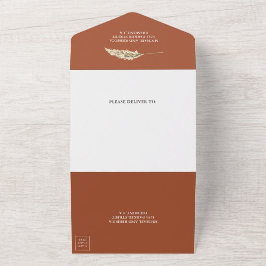 Invitation Tout En Un Pampas Rustique Eucalyptus Arch Terracotta Mariage (Dehors)