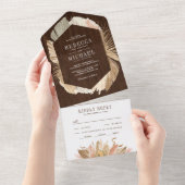 Invitation Tout En Un Pampas Rustique Feuille Mariage en laiton séché Pa (Déchirure)