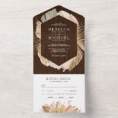 Invitation Tout En Un Pampas Rustique Feuille Mariage en laiton séché Pa (À l'intérieur)