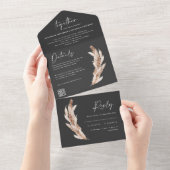 Invitation Tout En Un Pampas rustique moderne eucalyptus mariage code QR (Déchirure)
