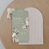 Invitation Tout En Un pampas rustique moderne eucalyptus mariage QR code