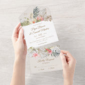 Invitation Tout En Un Pampas Tropical Mariage Botanique Tout en un Invi (Déchirure)