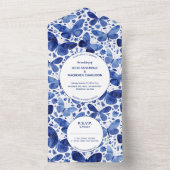 Invitation Tout En Un Papillon bleu blanc (À l'intérieur)
