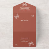Invitation Tout En Un Papillon de Budget Mariage en Terracotta (Dehors)