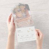Invitation Tout En Un Papillon d'or Élégant Romantique Photo Un Mariage (Déchirure)