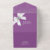 Invitation Tout En Un Papillon en satin violet argenté pailleté avec noe (Dehors)