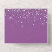 Invitation Tout En Un Papillon en satin violet argenté pailleté avec noe (Verso)