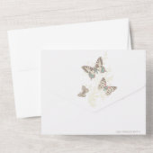 Invitation Tout En Un Papillons mariages brun rose repas photo RSVP (Verso)