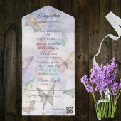 Invitation Tout En Un Papillons pastel aquarelle avec code QR