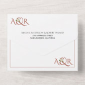 Invitation Tout En Un Paraphes en terre cuite et ampersand, mariage rose (Verso)