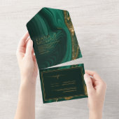 Invitation Tout En Un Parties scintillant Abstraite Strata Mariage Green (Déchirure)