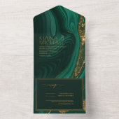 Invitation Tout En Un Parties scintillant Abstraite Strata Mariage Green (À l'intérieur)