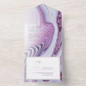 Invitation Tout En Un Parties scintillant Abstraite Strata Mariage Lilac (À l'intérieur)